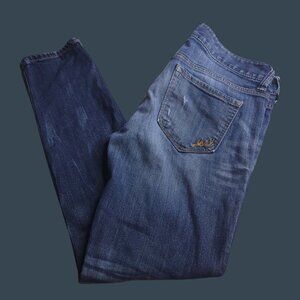 Express Womens Modern Boyfriend Jeans 2 Medium Wash Low Rise Distressed Stretch